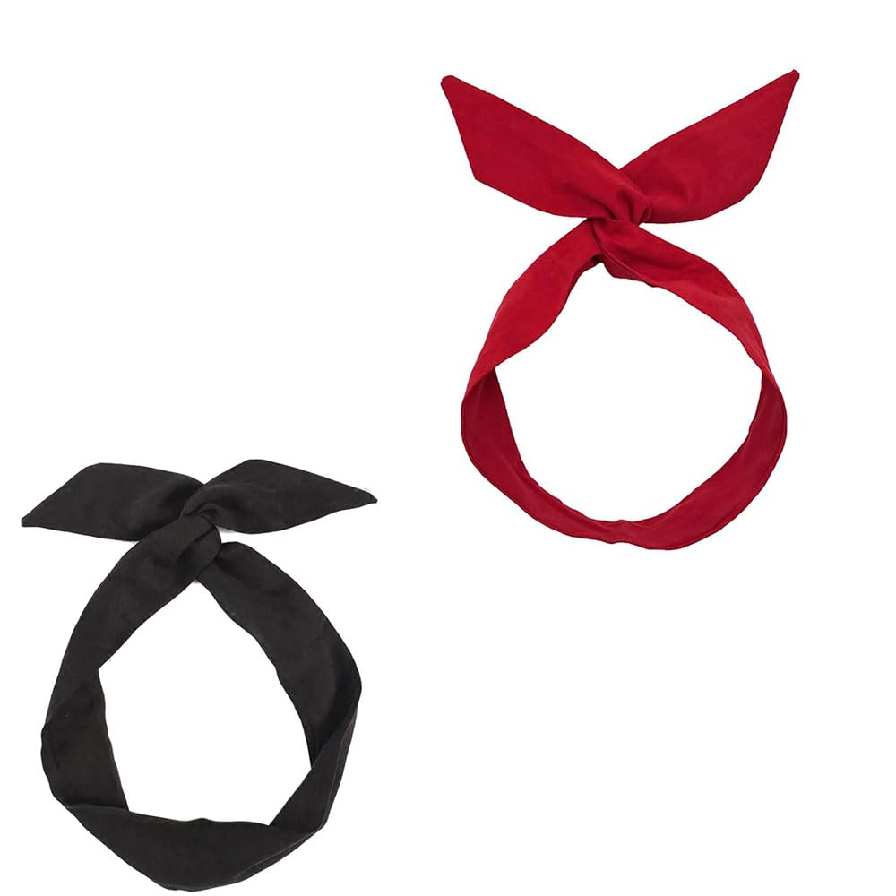 LATRAT Pack of 2 Bendable Headbands, Twist Bow Wired Headbands, Vintage Twist Wire, Retro Headband, Hair Band