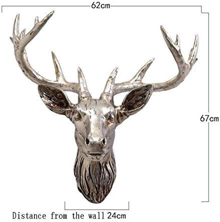 PNYGJHBG Deer Head Wall Mounted Decor Animal Head Wall Hanging Beautiful Wall Art Decoration Home Decor Art bar restaurant Wall Decoration (Color : Silver)