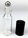 Pack of 15 - 5 ml (1/6 oz) Plain Clear Glass Container Tubes with Stainless Steel Roller Balls and Black Lids
