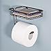 mDesign Toilet Tissue Paper Holder and Multi-Purpose Shelf - Wall Mount Storage Organizer for Bathroom, Holds 1 Mega Rolls - Durable Metal Wire Design - Bronze
