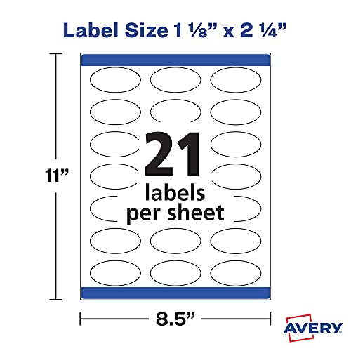 Avery Printable Blank Oval Labels, 1-1/8" x 2-1/4", Textured Matte ...