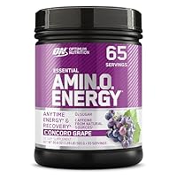Optimum Nutrition Amino Energy - Pre Workout with Green Tea, BCAA, Amino Acids, Keto Friendly, Green Coffee Extract, Energy Powder - Concord Grape, 65 Servings (Packaging May Vary)
