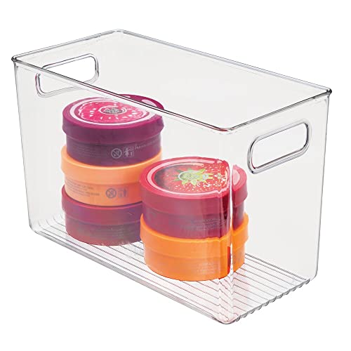 mDesign Plastic Storage Organizer Bin with Handle for Bathroom Vanity