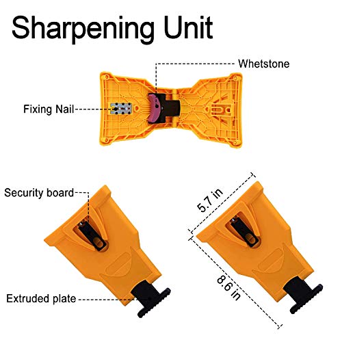 BIGOU Chainsaw Sharpener, Chainsaw Sharpener Teeth Fast-Sharpening Stone Grinder Tools Compatible with 14/16/18/20 inch Two Holes Chainsaw (2 Extra Whetstone) - Thumbnail 2