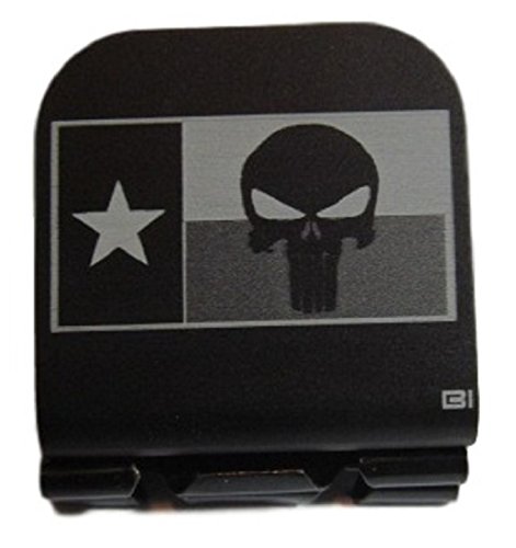 Texas Flag With Skull Patch Laser Etched Hat Clip Black