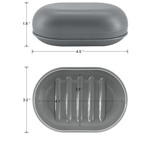 Bligli Soap Dish, Soap Case with Lid,Soap Bar Holder for Shower, Bathroom and Kitchen Sinks, 2 Pack(Gray) - Thumbnail 2