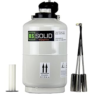 US SOLID Liquid Nitrogen Dewar 10L Cryogenic Container Liquid Nitrogen LN2 Tank Dewar with Straps 6 Canisters