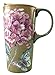 Ceramic Travel Mug Latte Tea Cup With Lid in Gift Box 17 oz. (Butterfly and Purple Flowers)