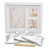 Baby Handprint Picture Frame Kit - Mold Free Treatment, 100% Glass Face, How to Video, Ideal Baby Shower Or Registry Gift for Newborn Boys Or Girls, Personalized Nursery Room Decor