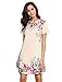 Floerns Women's Floral Print Short Sleeve Casual Top Shirt Dress Apricot XL