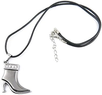 2 PCS Leather Necklace Collier QNN1032 Rhinestone High-heeled Shoe Fashion Neck Lace Jewellery Pendant Collar Sweater Long Chain Bib Retro