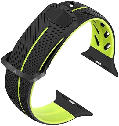 Apple Watch Bands 38mm, ANIYOH Soft Silicone Replacement Wristband Sport Strap for Apple Watch Series 3 Series 2, Series 1, Sport, Edition ( Black / Volt Yellow )