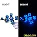 Bescon Two-Tone Glow-in-The-Dark Polyhedral Dice Set Blue Dawn, Luminous RPG Dice Set d4 d6 d8 d10 d12 d20 d% Brick Box Pack