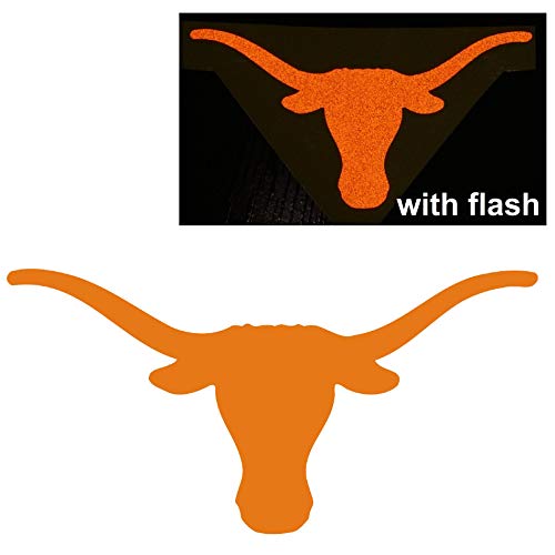 CUSHYSTORE Orange Texas Longhorns Cow Head 5" Reflective Decal Decals Vinyl Sticker Safety Night Rear for Motorcycle Bike Bicycle Car Helmet Trunk Tailgate Mobile Phone Laptop Notebook Mac Tablet