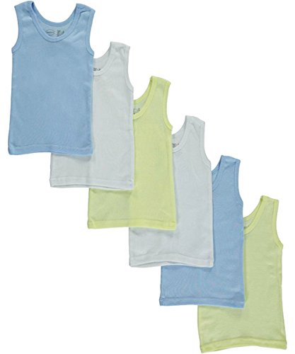 Bambini Boy's Six Pack Pastel Tank Top - Small - Blue/Yellow/White