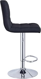 Panana Height Adjustable Cuban Bar Stool Set of 2 Black PU Leather 360° Swivel view 9