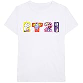 BT21 BTS Kpop Unisex Cotton Crew Neck Short Sleeves Tee Shirt (Doodle Letters White, Medium)