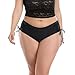 Zohamung Mid Rise String Adjustable Bathing Suit Tie Side Hipster Ruched Swimwear Bottoms Black