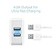 Innergie PowerCombo Pro 21W USB Wall Charger, Dual-port 4.2A Output & Foldable Plug with 1m Apple Lightning Cable for iPhone, iPad and More Devices | Portable, Travel-Well, Fit In Your Bag | White