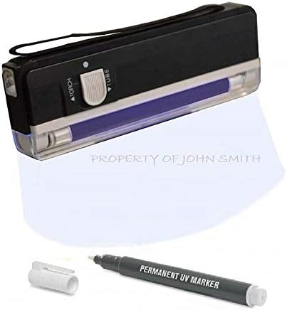 K M Electronics® UV PERMANENT SECURITY MARKER PEN & BATTERY POWERED PORTABLE UV LIGHT KIT
