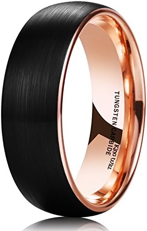 Duo Unisex 5mm 6mm 7mm 8mm Classic Black Rose Gold/Blue Domed Tungsten Carbide Wedding Band Ring Comfort Fit