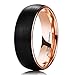 King Will DUO 8mm Women Men Black Tungsten Carbide Ring Matte Brushed Finish Dome 18K Rose Gold Plated Comfort Fit Wedding Band (11)