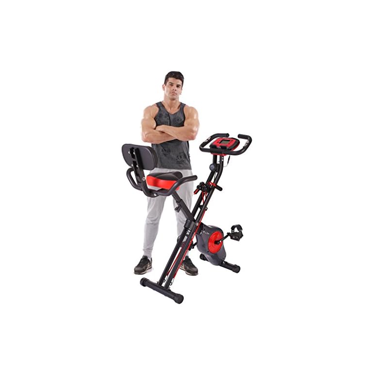 PLENY Folding Fitness Exercise Bike with Resistance Bands, 16 Level