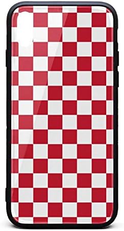 Three In Red White Cube Cell iPhone X Cases Checkered Anti-Scratch Slim iPhone X Soft TPU Bumper Shock Absorbent Resistant Protective Basic Cover Cases