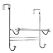 InterDesign York Over Shower Door Towel Bar Rack with Hooks for Bathroom - White/Chrome