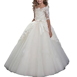 CoCogirls Prinsessenjurk met halve mouwen, kant, bloemenmeisjesjurk, kinderen, baby, bruiloft, baljurk, eerste communie…