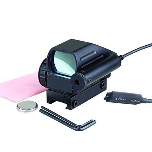 GOTICAL Holographic 1x22x33 Sight Scope Reflex Sight Red Green Dot 4 Reticle With Pressure Switch and Red Laser With 20mm Weaver and Picatinny Mount