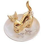PUDDING CABIN Cat Ring Holder Dish for Jewelry - Trinket Dish for Ring Earrings Bracelet Tray
