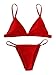 SweatyRocks Women's Sexy Bathing Suits Solid Thong Adjustable Strap Triangle Bikini Set Red S