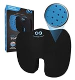 Everlasting Comfort Gel Infused Memory Foam Seat Cushion - Ventilated Design for Hip and Tailbone Pain - Office Chair & Car Seat Cushion - Coccyx Cushion - Sciatica & Back Pain Relief