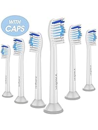 6 Pack Replacement Toothbrush Heads for Philips Sonicare ProResults, fit DiamondClean, FlexCare, Gum Health, Plaque Control, EasyClean, HealthyWhite and HydroClean Sonicare Electric Toothbrush Models
