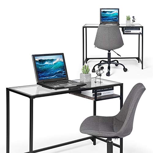 Aingoo Glass Computer Desk Study Writing Table Metal Frame For Student