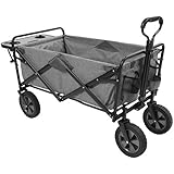 Mac Sports Collapsible Folding Outdoor Utility Wagon (Wagon with Side Table (Utility, Light Grey)