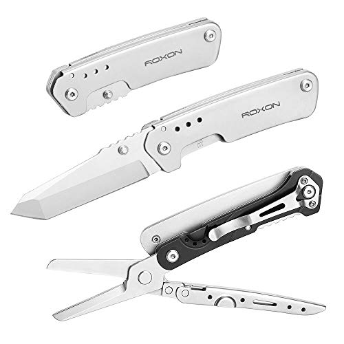 Roxon Folding Pocket Knife and Scissors 2 in 1 Everyday Carry Multi