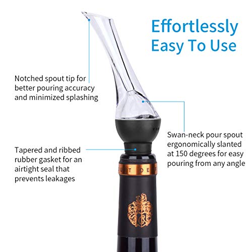 Premium Wine Aerator Pourer - Instant Red Wine Aeration for In Bottle Use - Perfect Wine Accessories - Gift Box