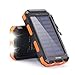 20000mAh Solar Power Bank Solar Charger Waterproof Portable Battery Charger with Compass for iPad iPhone Android Cellphones (Orange)