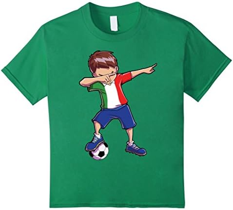 Kids Dabbing Soccer T shirt for Boys Italy Italian Football Gifts 8 Kelly Green