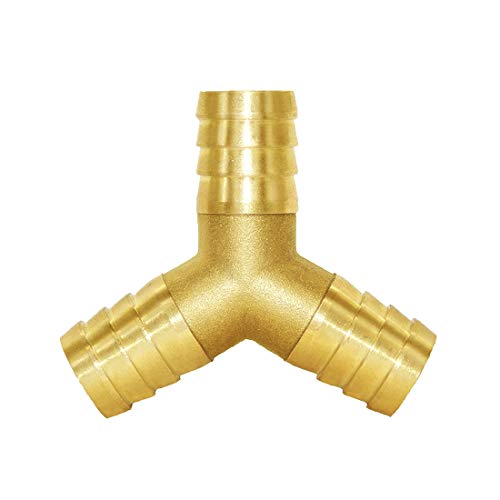 Joywayus 5/8" ID Hose Barb Y Shaped 3 Way Union Fitting Intersection/Split Brass Water/Fuel/Air