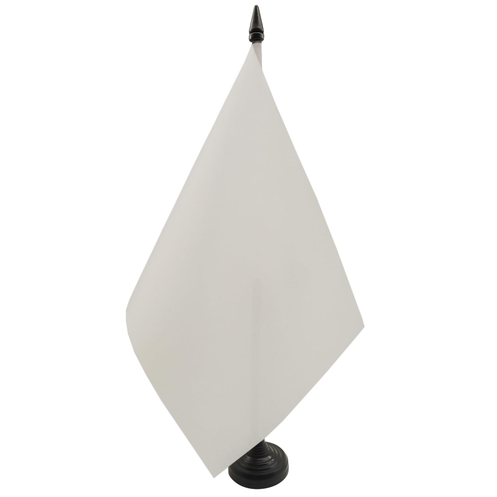 AZ FLAG Plain White Table Flag 5'' x 8'' - White Solid color Office Decoration 100% Polyester 21 x 14 cm - Mini Desk Flag with Pole and Black Plastic Base