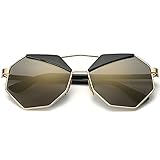 SojoS Super Lovers Polygon Round Cute Composite Two Tone Women Sunglasses SJ1016 With Black Frame/Gold Lens