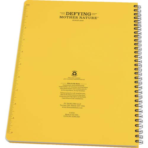 Rite in the Rain Weatherproof Side-Spiral Notebook, 8 1/2" x 11", Yellow Cover, Journal Page Pattern (No. 393-MX)