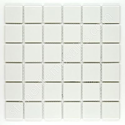 Vogue Premium Quality 2" White Porcelain Square Mosaic Tile Shiny Look Designed In Italy (12x12)