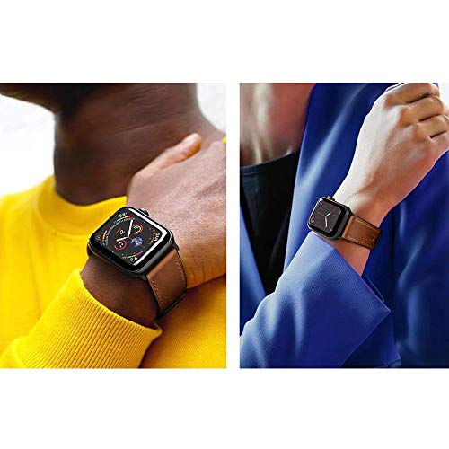 amBand Leather Band Compatible with Apple Watch 38mm 40mm, Genuine Leather Vintage Replacement Strap Classic Bands Buckle Compatible with iWatch Series 5/4/3/2/1 Retro Brown - Thumbnail 6