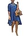 XUGWLKJ Women's Blue Denim Shirt Dress Long Blouses Long Sleeve Big Swing Casual Denim Party Dress