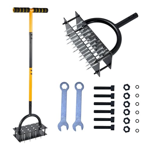 Aireador de césped de jardín y aireador de césped, aireadores manuales de tapón de zacate y herramienta de limpieza, herramientas de aireación de núcleo, aireador manual de patio para césped con