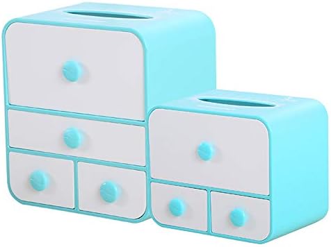 Ljlpropyh Napkin Holder Blue Tissue Dispenser Cosmetic Storage Tray Office Drawer Storage Box Multi-Functional Facial Tissue Dispenser Plastic Tray Tissue Holder For Home Office